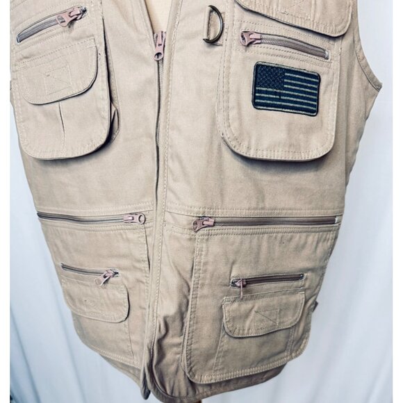 HQ Issue Tan Vest Men's Large L Tactical Hunting Vest Conceal Ammo Pockets - Picture 4 of 8